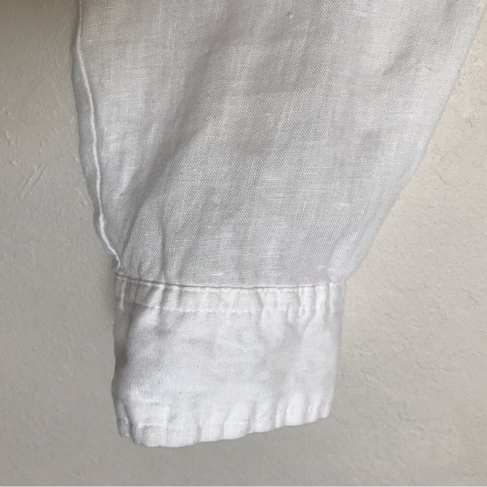 Lauren Ralph Lauren Striped Linen Tunic Top Size 2X White Band Collar Relax Fit - Picture 5 of 15